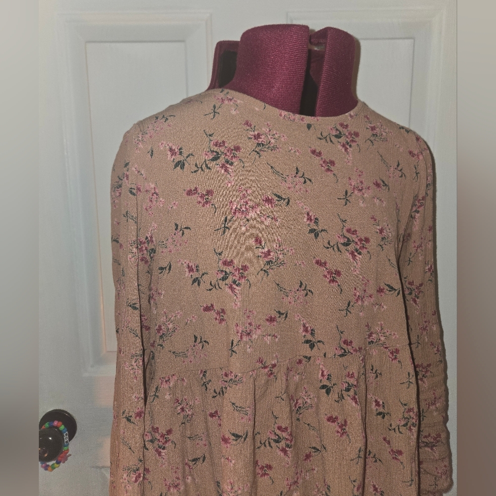 American Eagle Earthy Floral Semi Backless Long Sleeve Boho Tunic XS - Picture 2 of 11